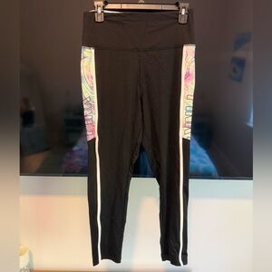 PINK Victoria's Secret Black Leggings with Colorful Side Accents